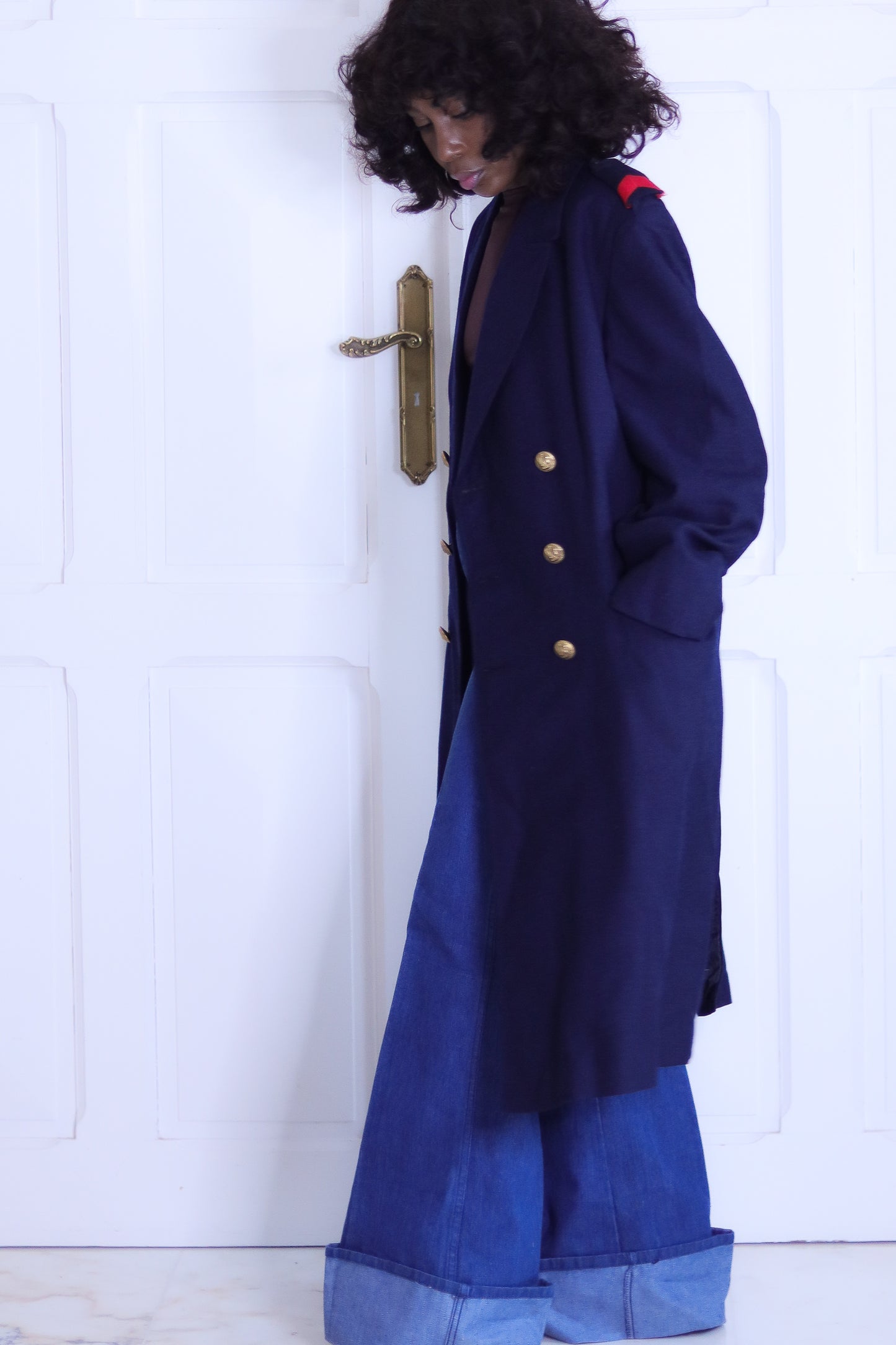 Manteau officier en laine