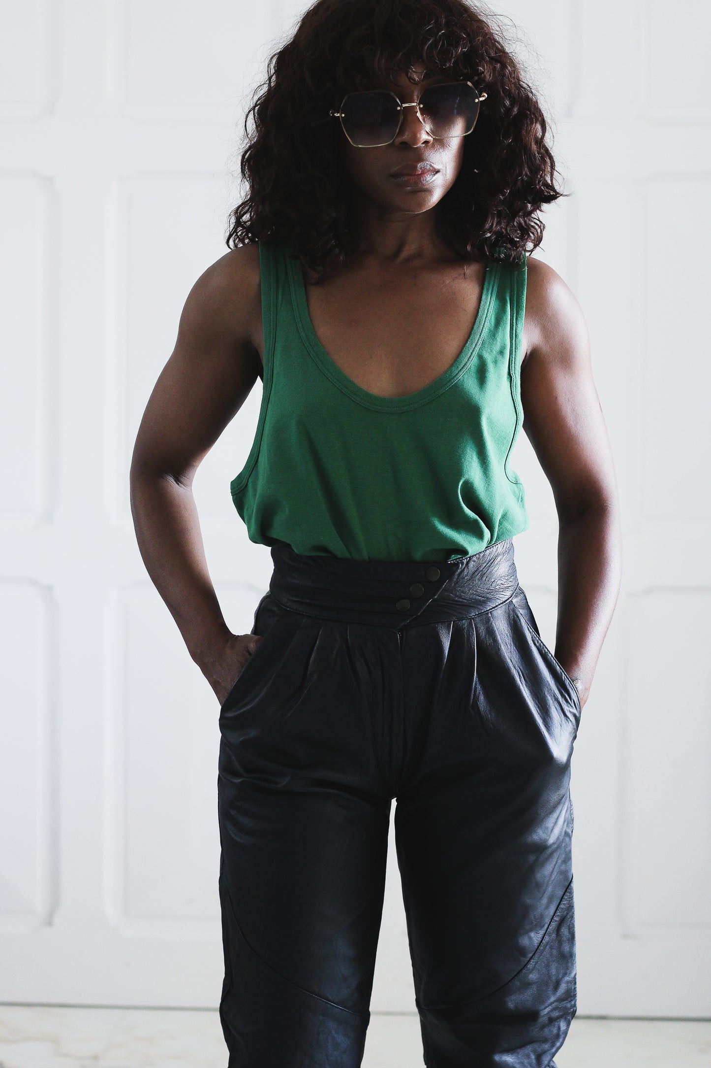Pantalon cuir vintage taille haute