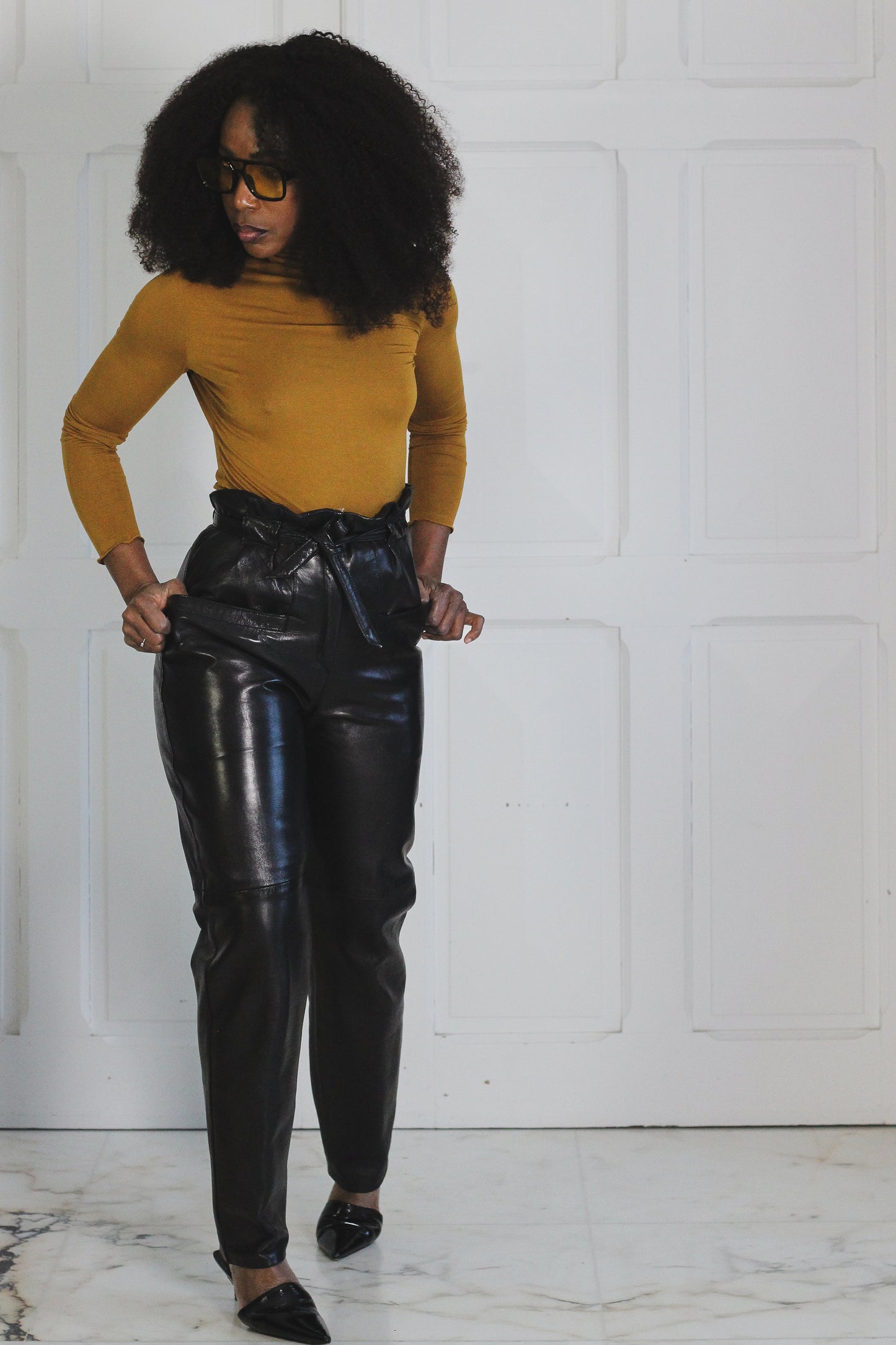 Manigance pantalon en cuir