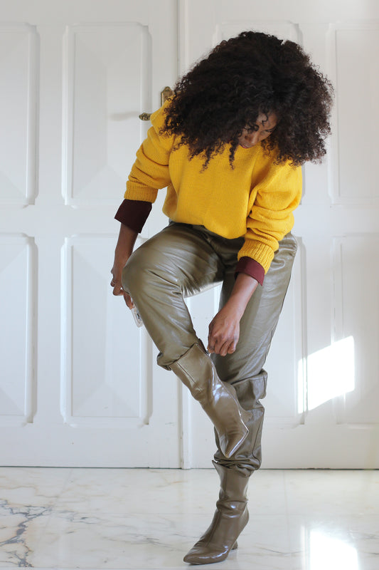 Smalby pantalon cuir taupe