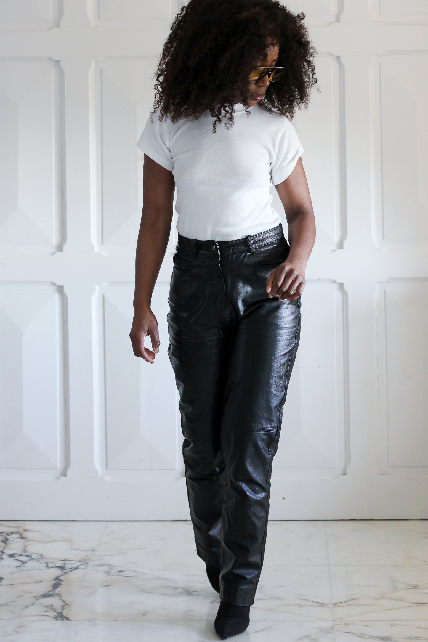 Together pantalon cuir taille haute