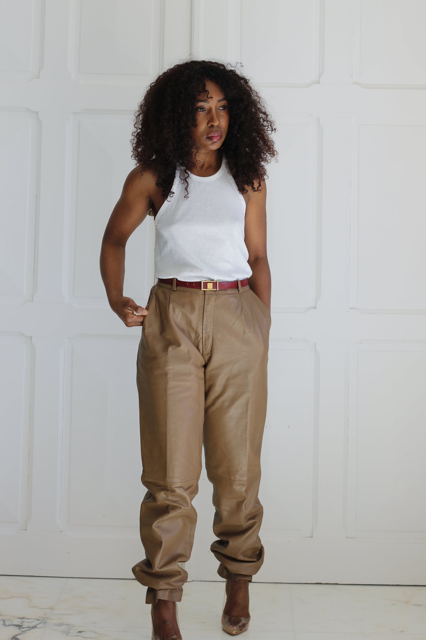 Van girl pantalon cuir vintage