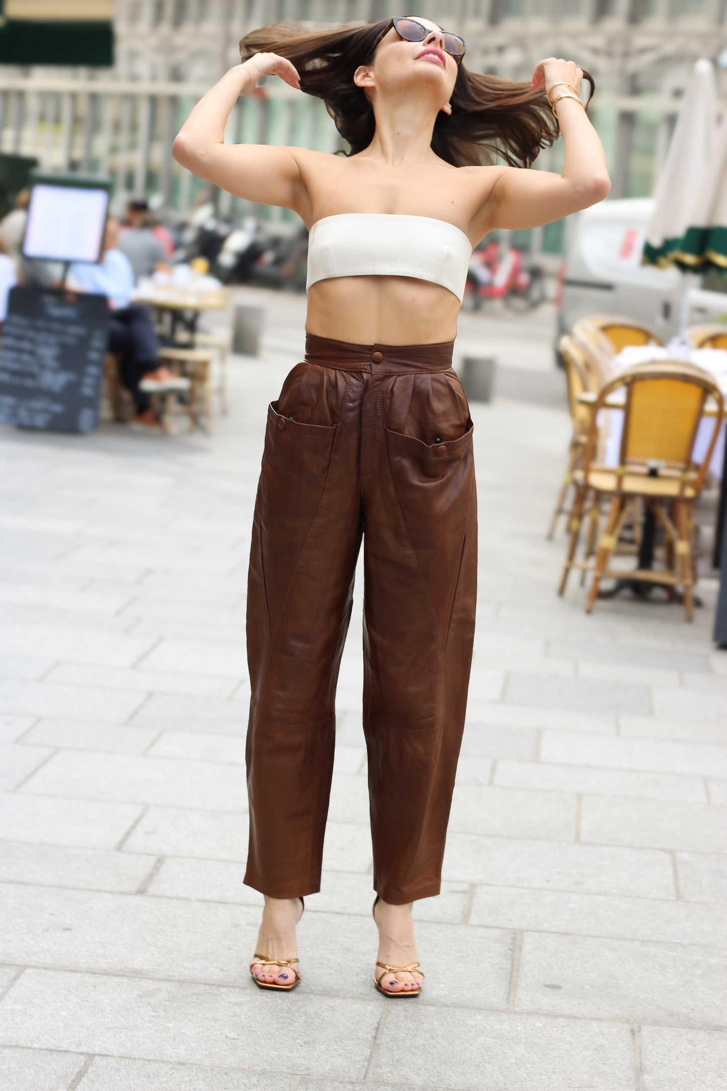 taille haute pantalon cuir
