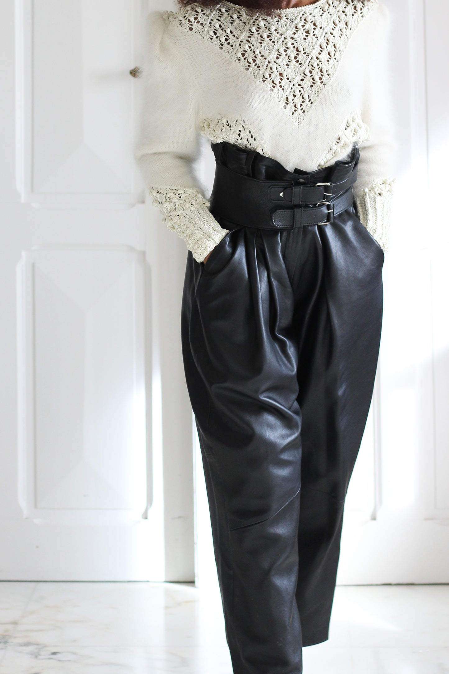 Regmapary Années 1980 pantalon en cuir