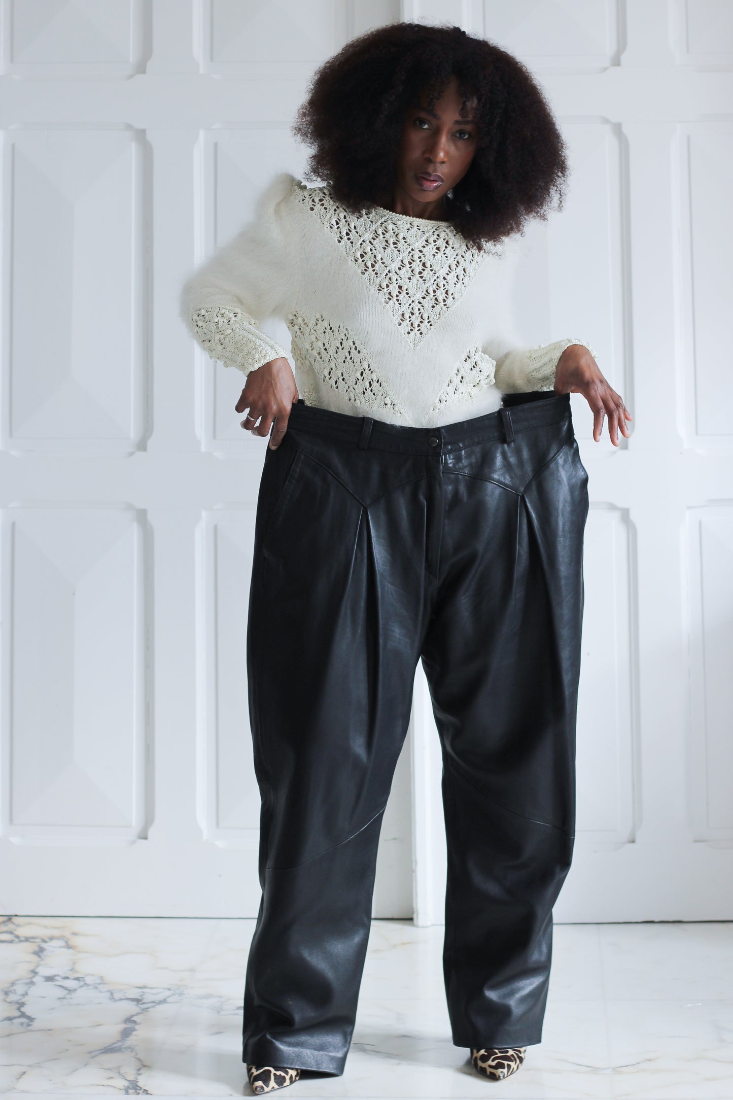 Regmapary Années 1980 pantalon en cuir