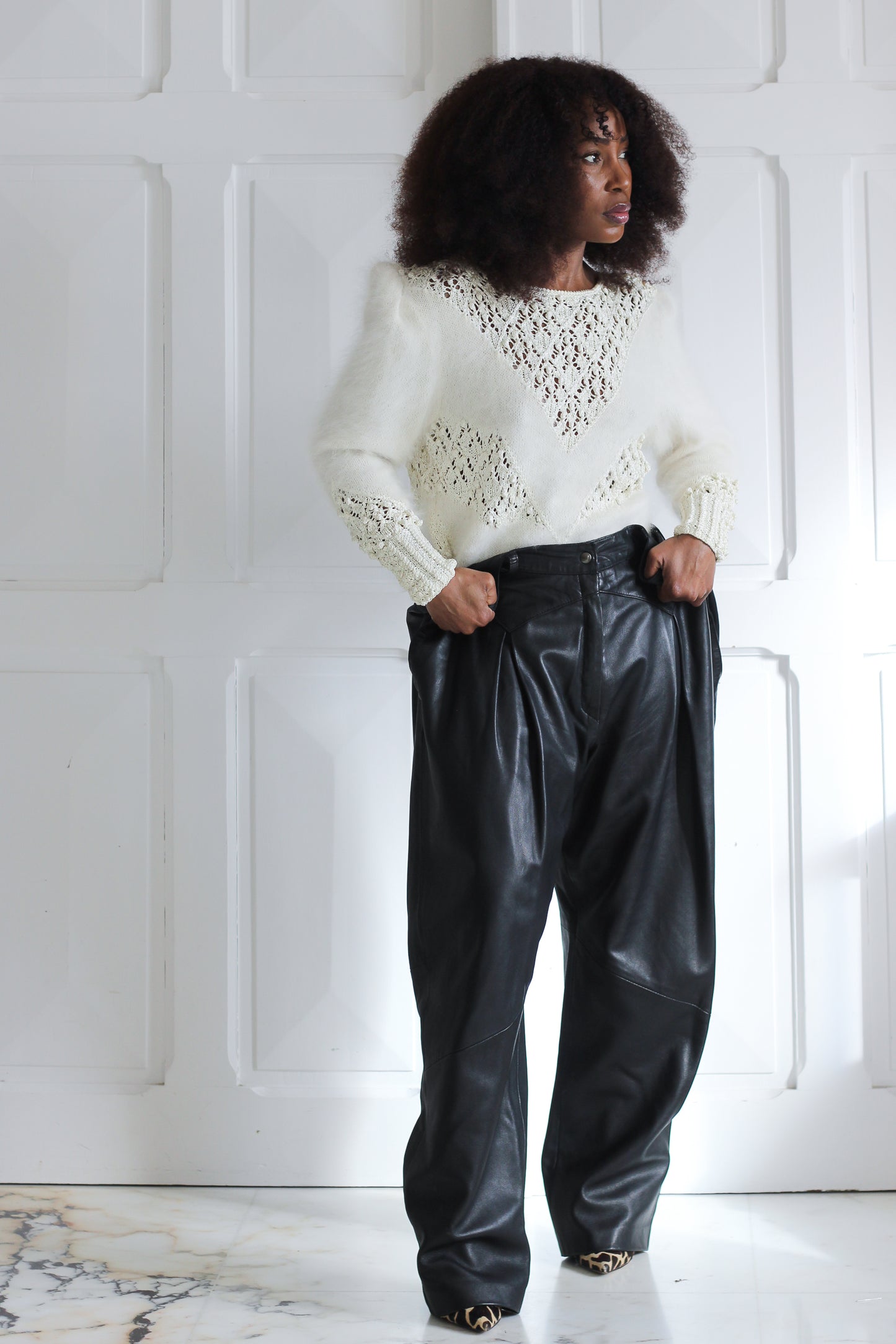 Regmapary Années 1980 pantalon en cuir