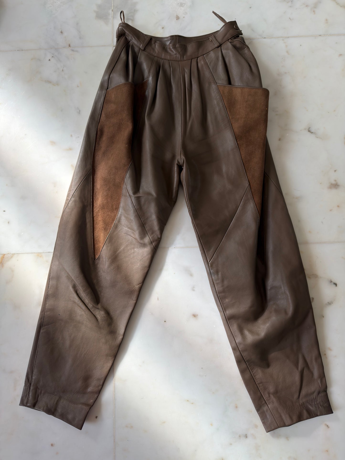 Pantalon cuir taille haute vitage