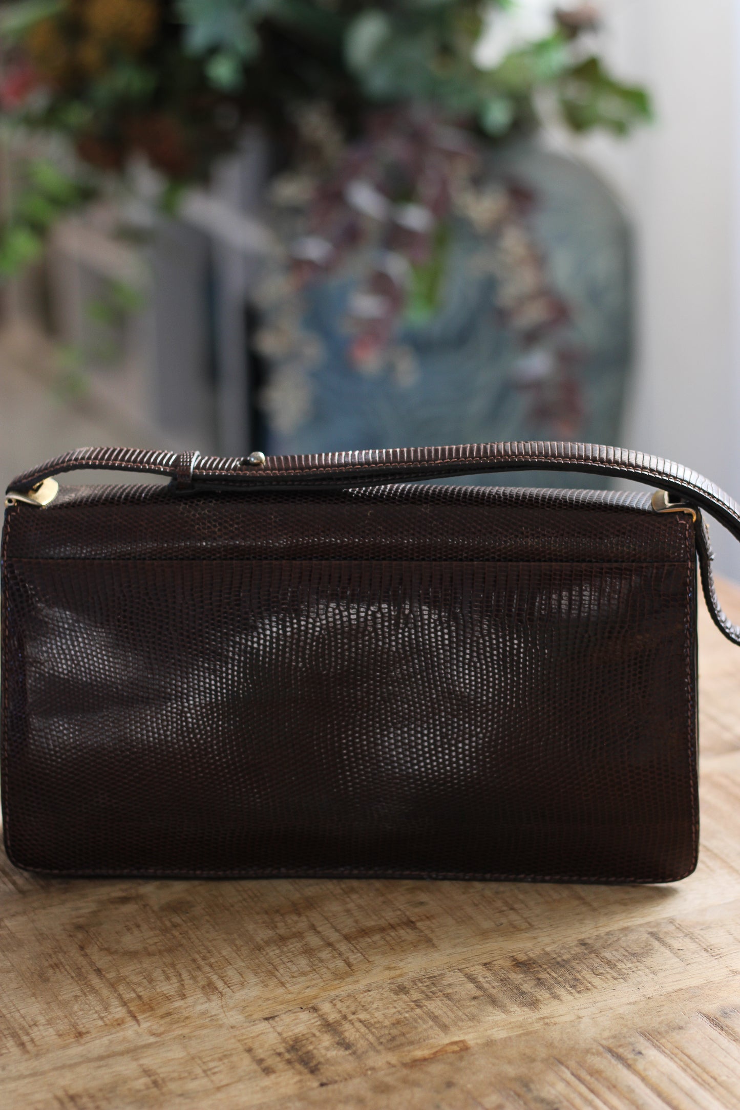 Sac pochette vintage cuir chocolat vintage