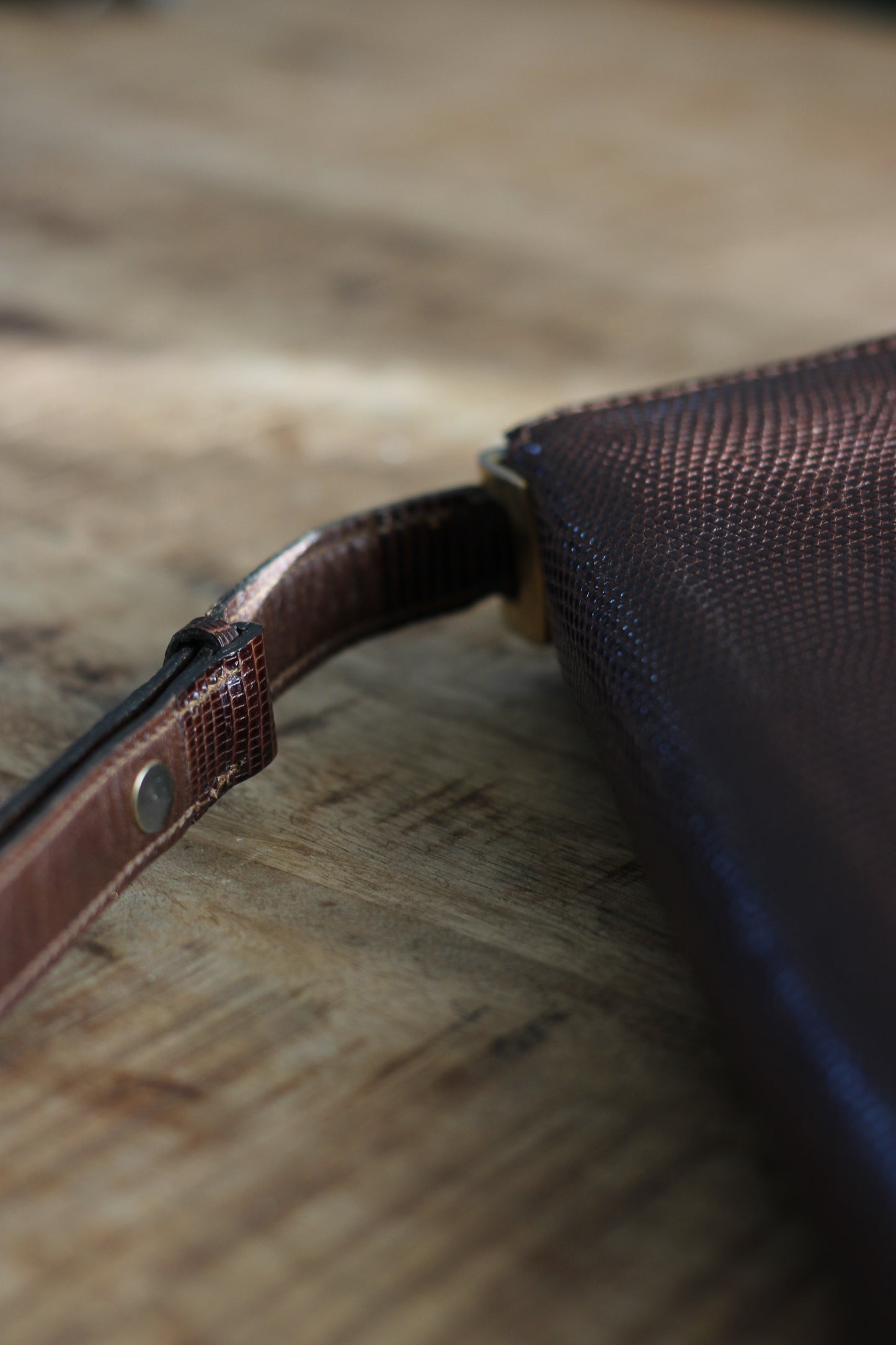 Sac pochette vintage cuir chocolat vintage