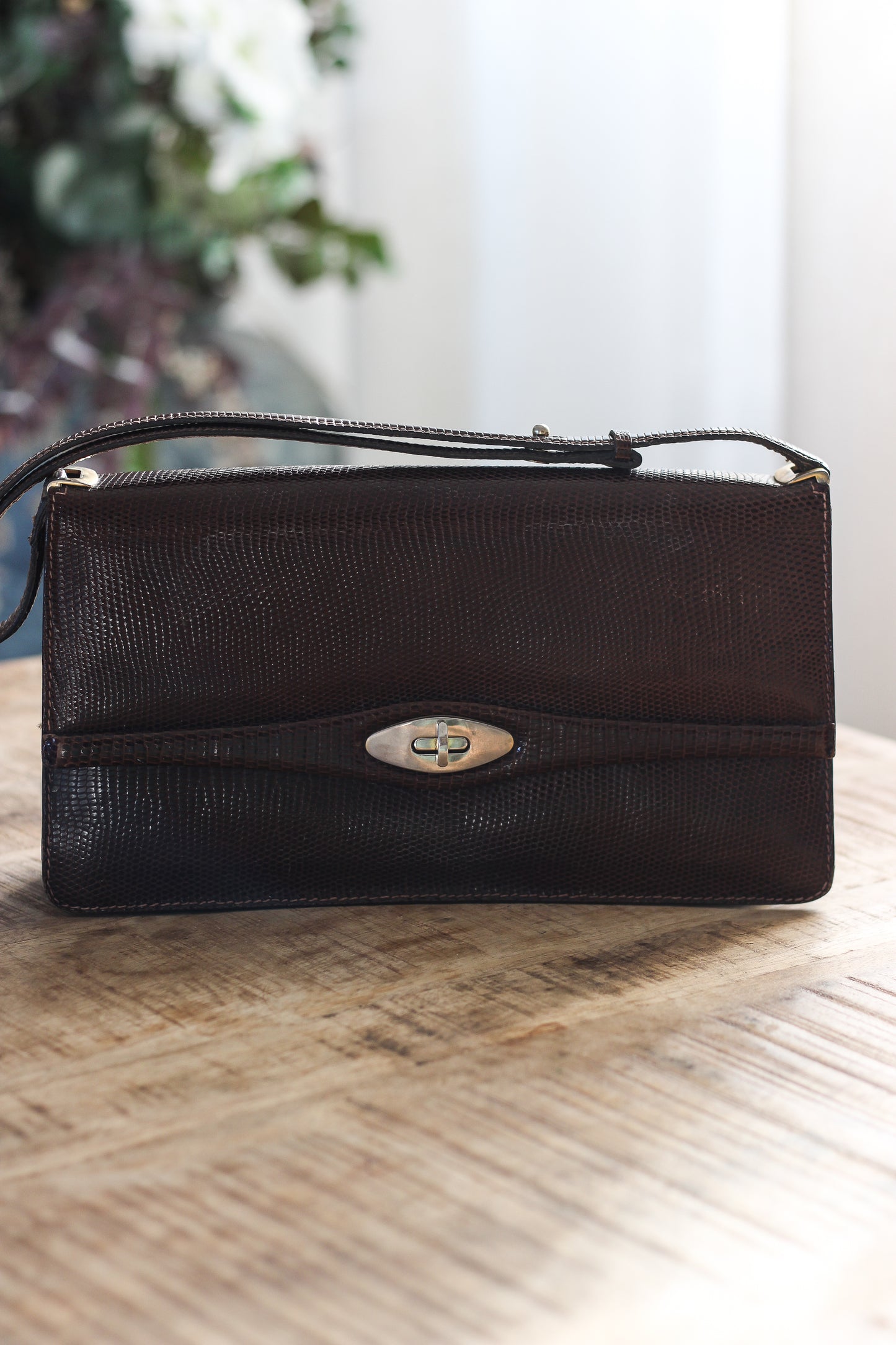 Sac pochette vintage cuir chocolat vintage