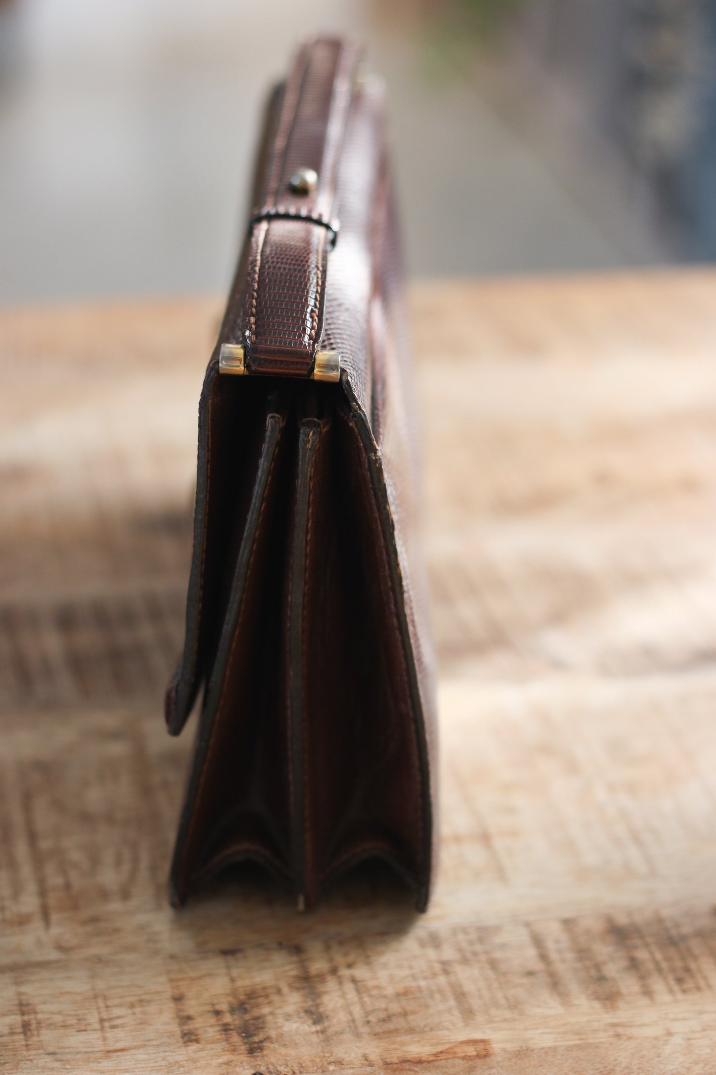 Sac pochette vintage cuir chocolat vintage
