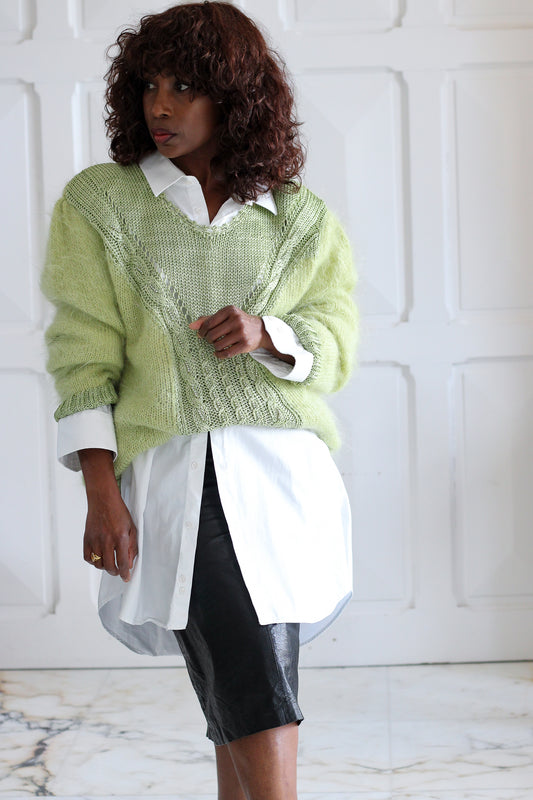 Pull vintage vert pastel