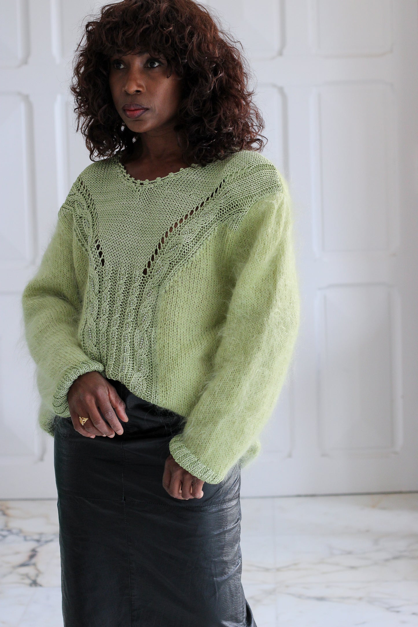 Pull vintage vert pastel