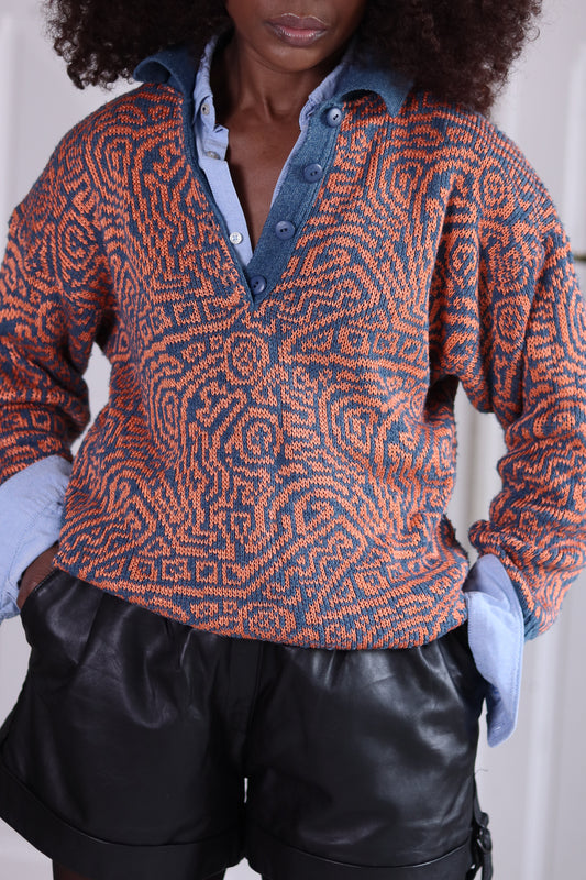 Pull en maille vintage années 1980