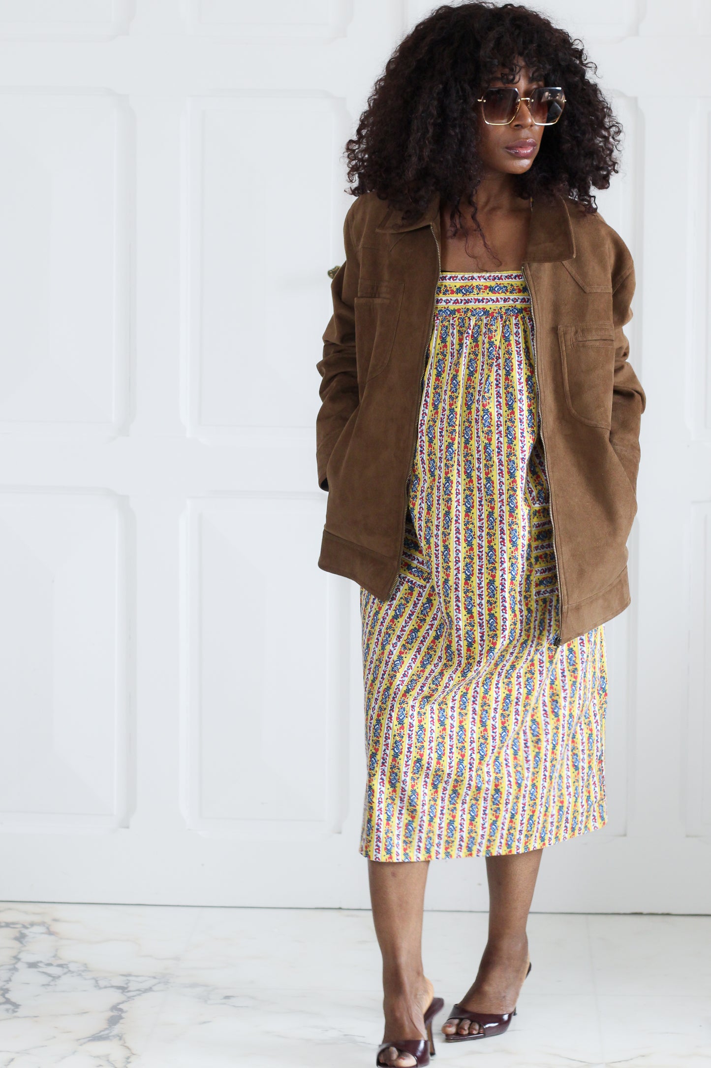 Robe d'intérieur vintage à motifs