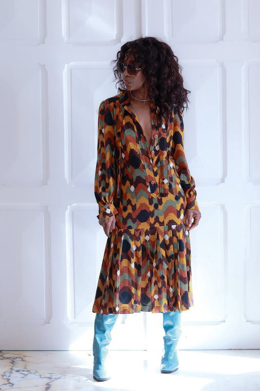 Rodier robe vintage à plis plats