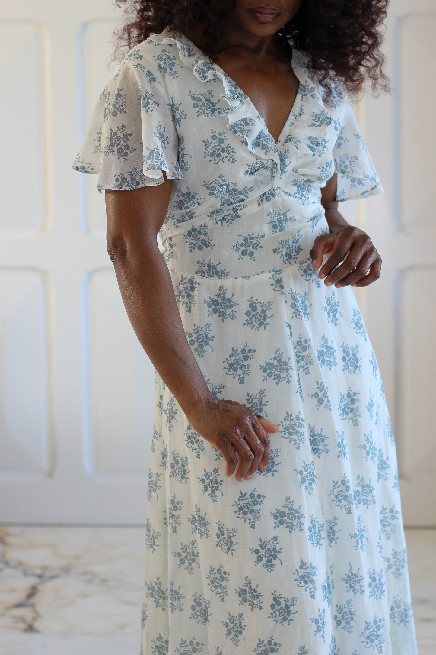 Fait main longue robe fleurie