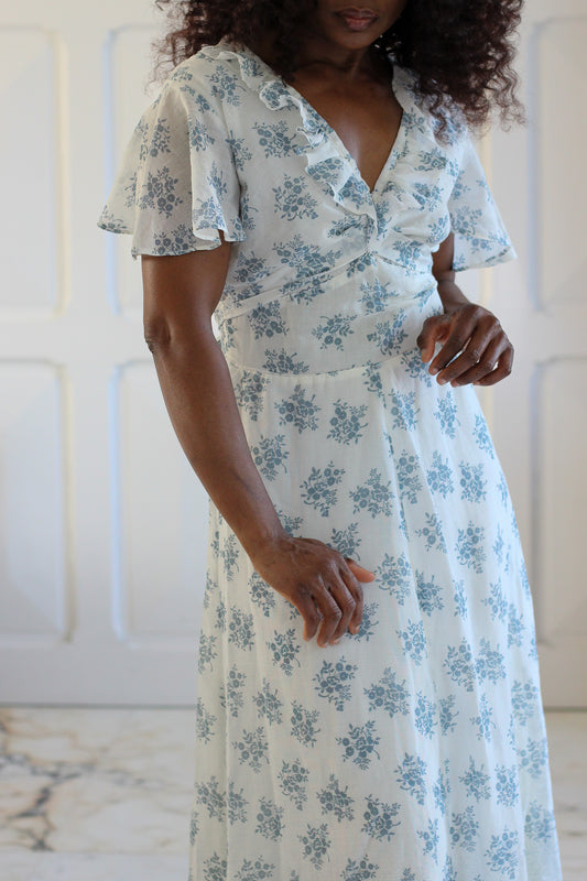 Fait main longue robe fleurie