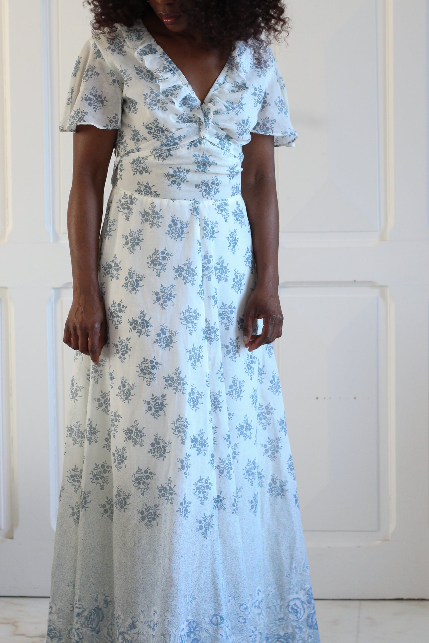 Fait main longue robe fleurie
