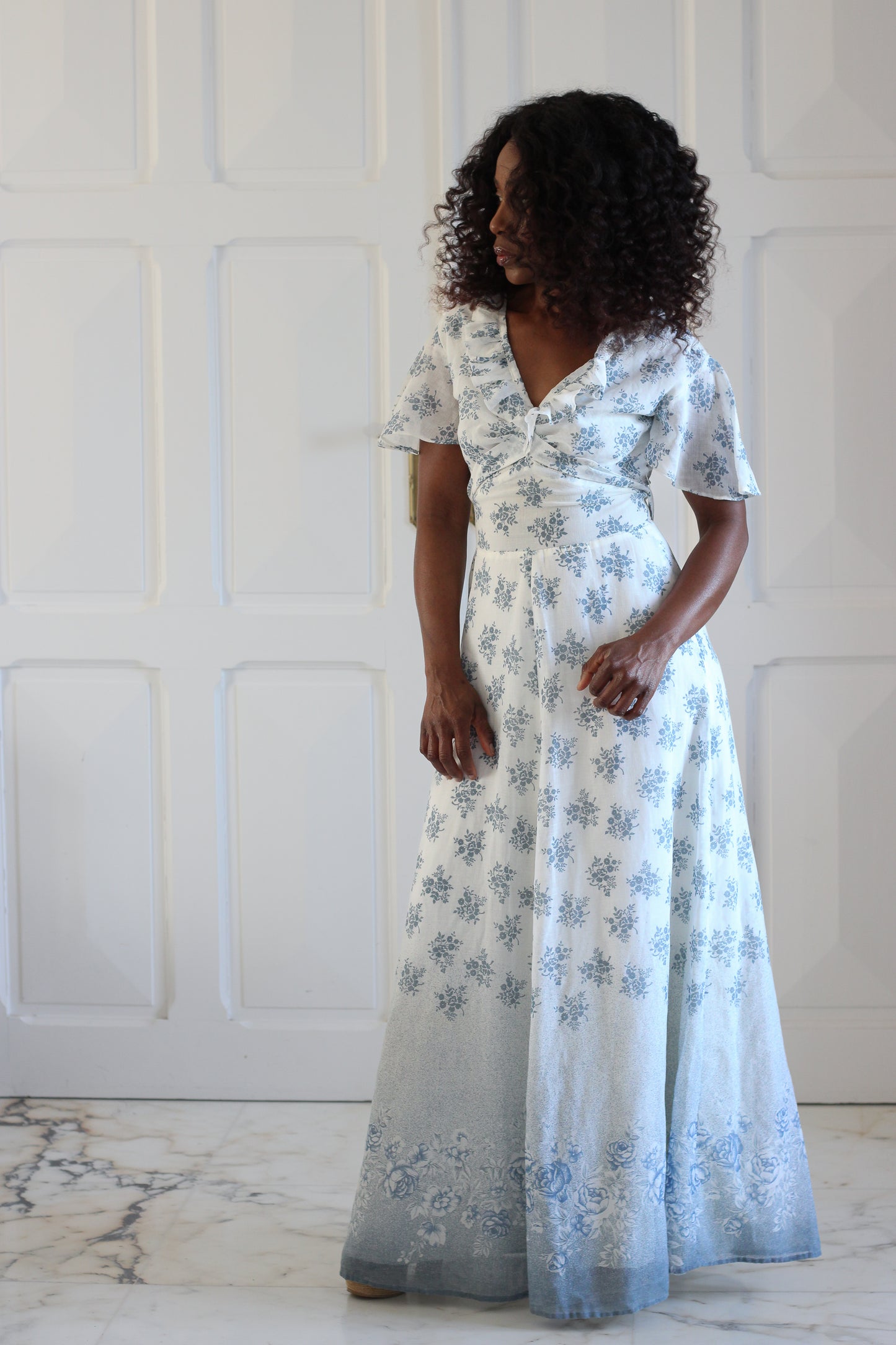Fait main longue robe fleurie