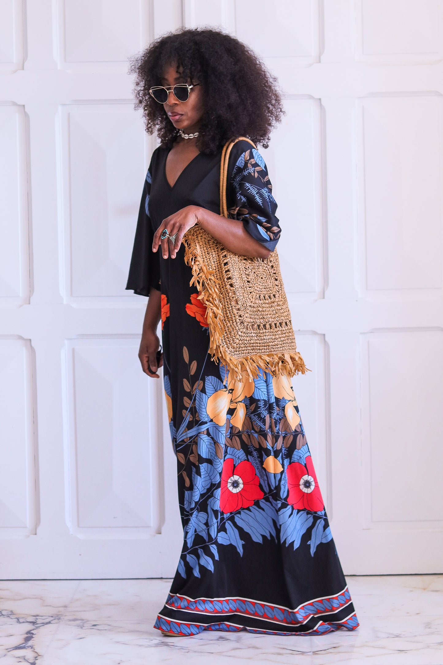 Longue robe vintage à motifs