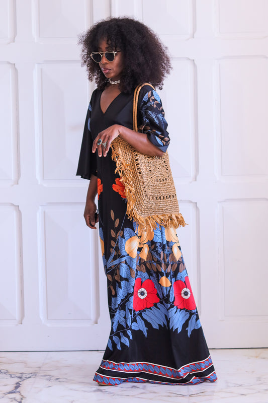 Longue robe vintage à motifs