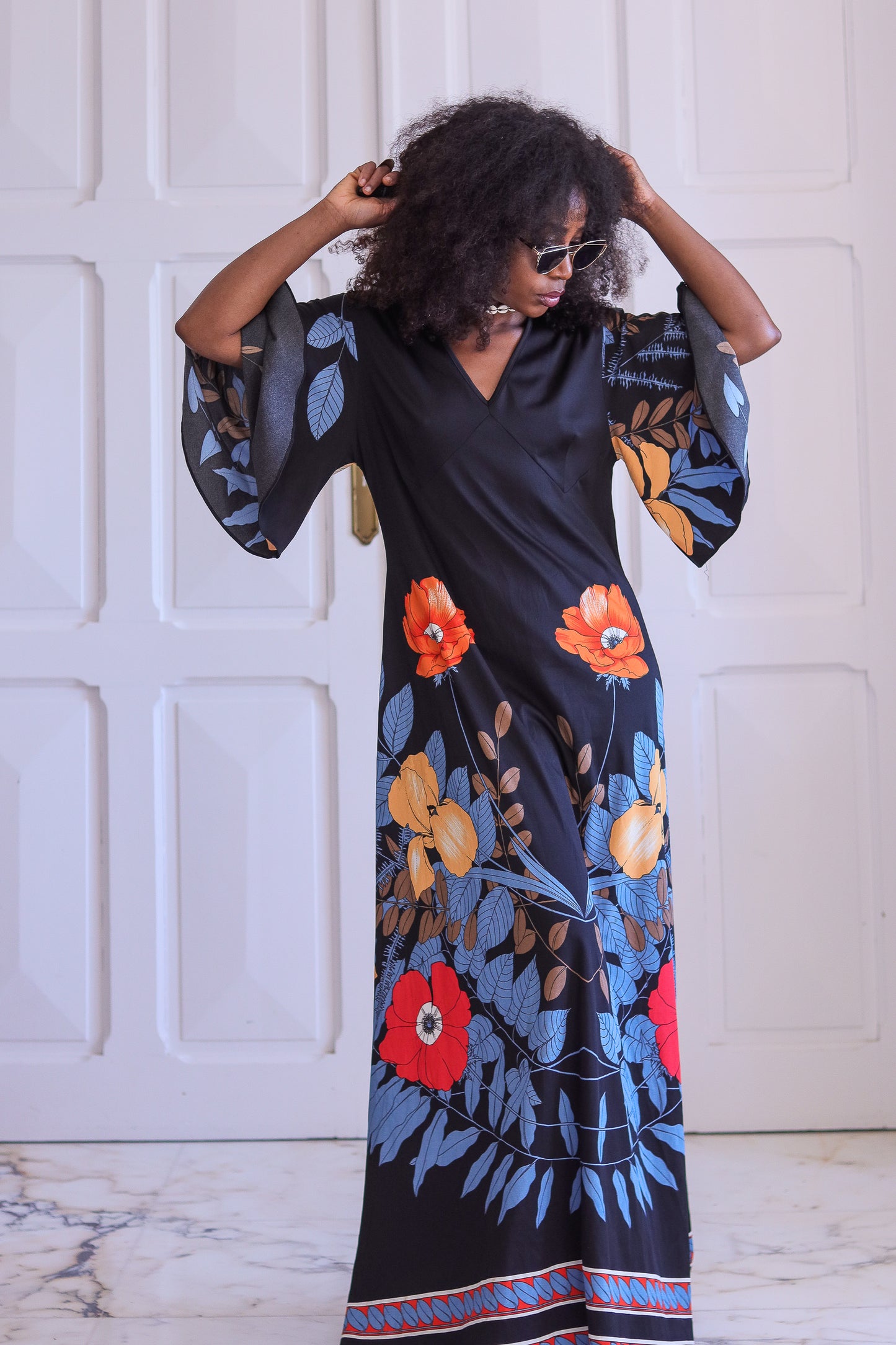 Longue robe vintage à motifs