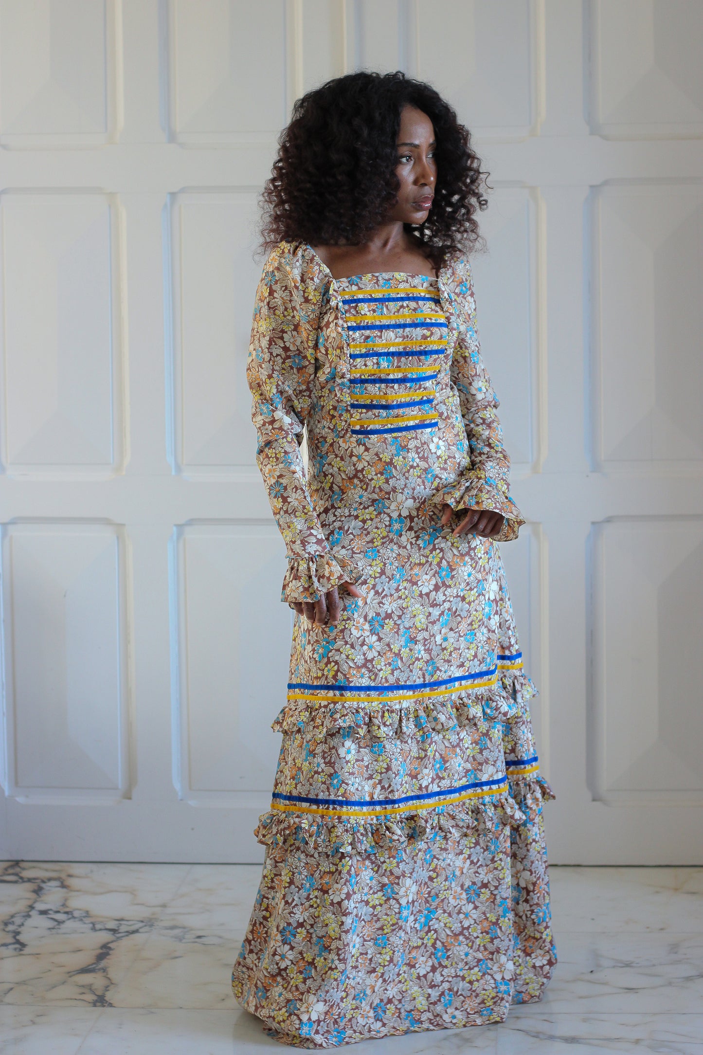 Fait main longue robe seventies