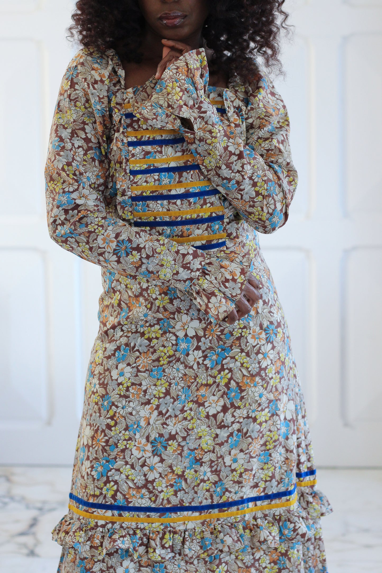 Fait main longue robe seventies