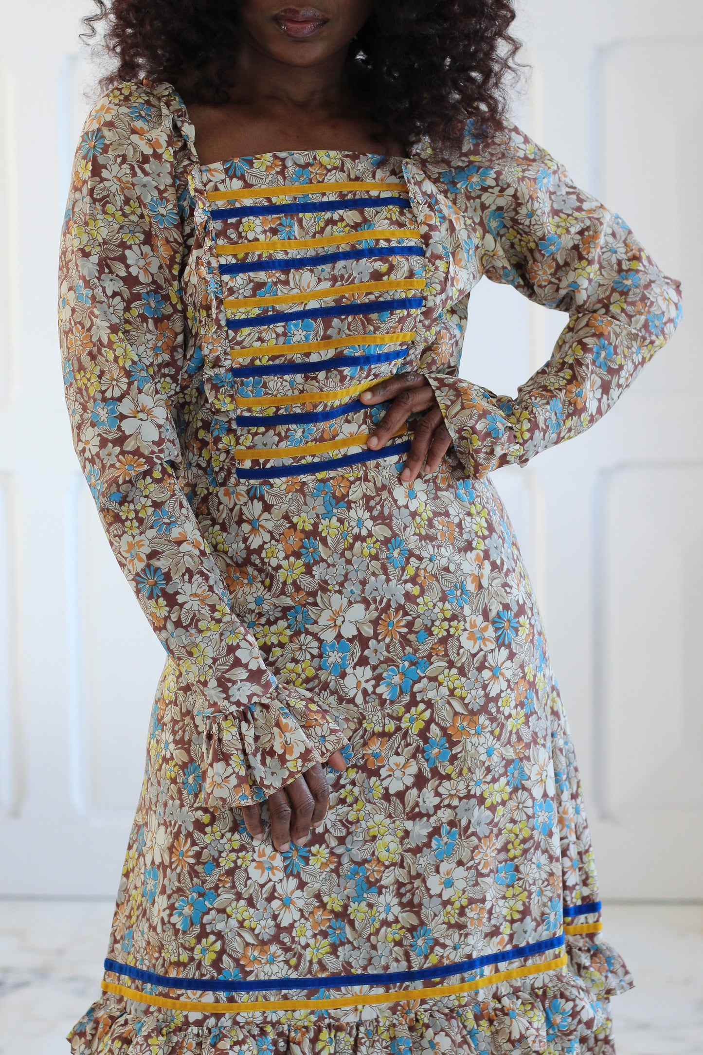 Fait main longue robe seventies