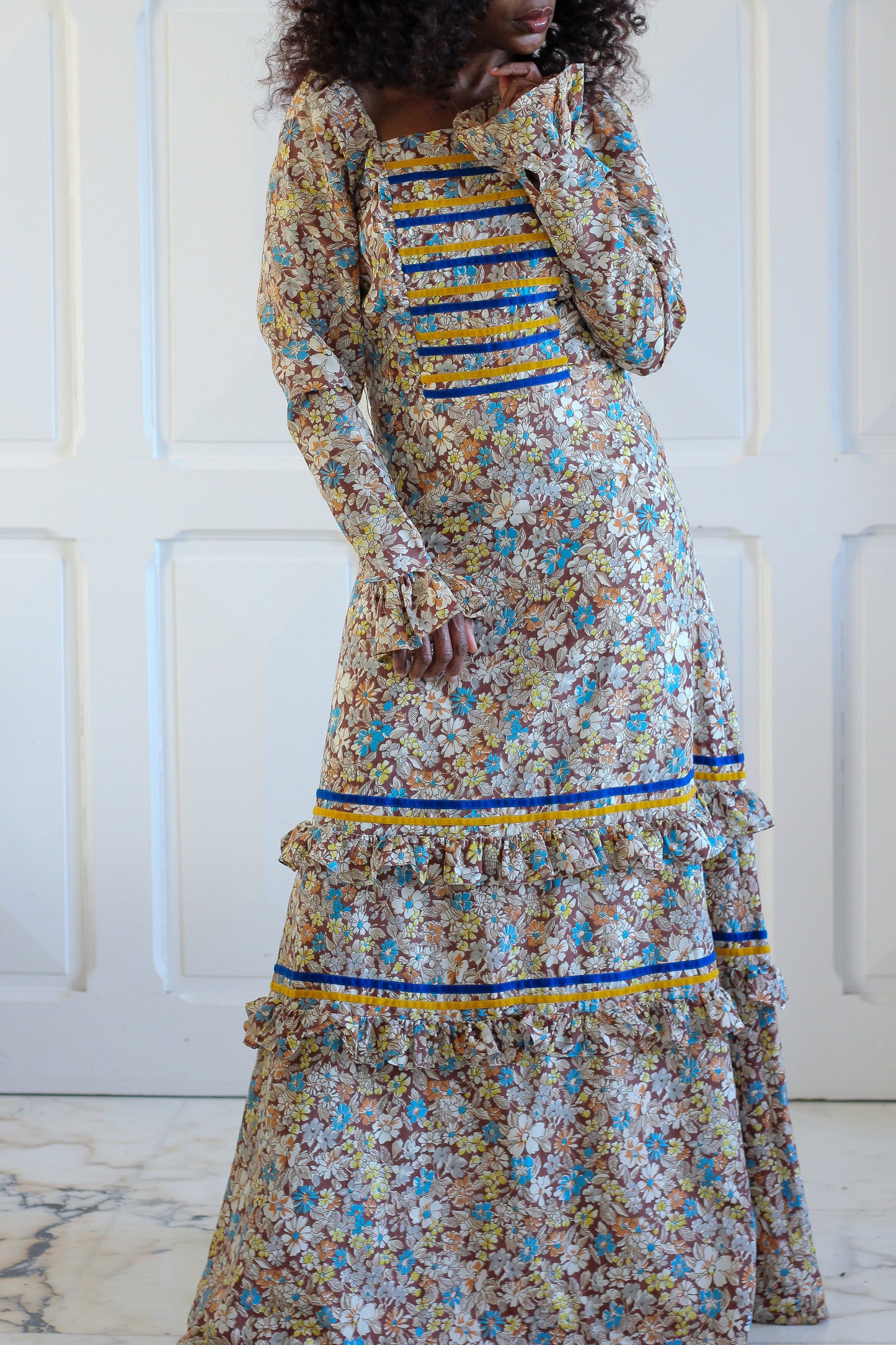 Fait main longue robe seventies