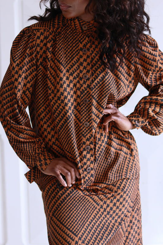 Fait main robe à motifs pieds de coq