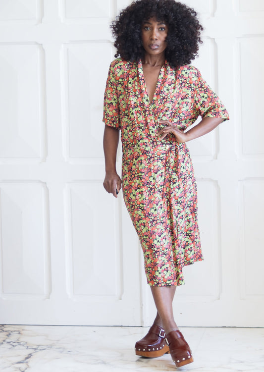 Robe portefeuille fleurie