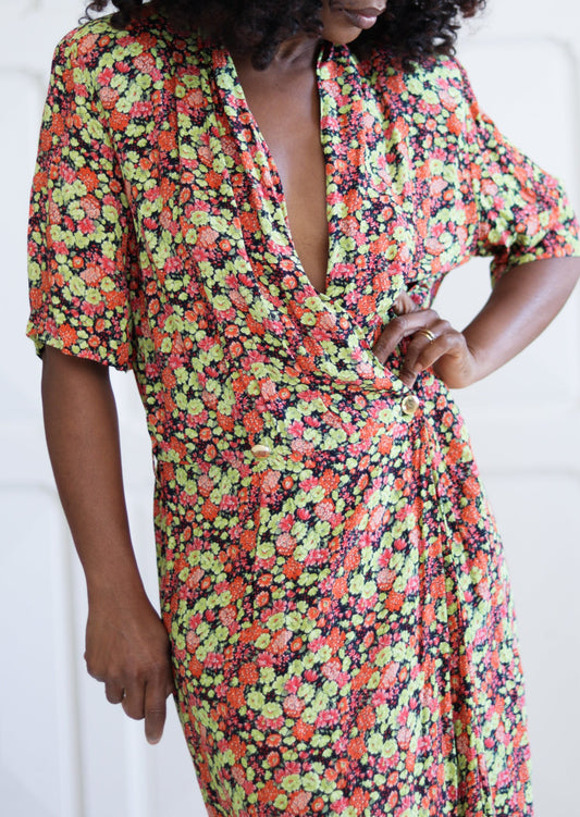 Robe portefeuille fleurie