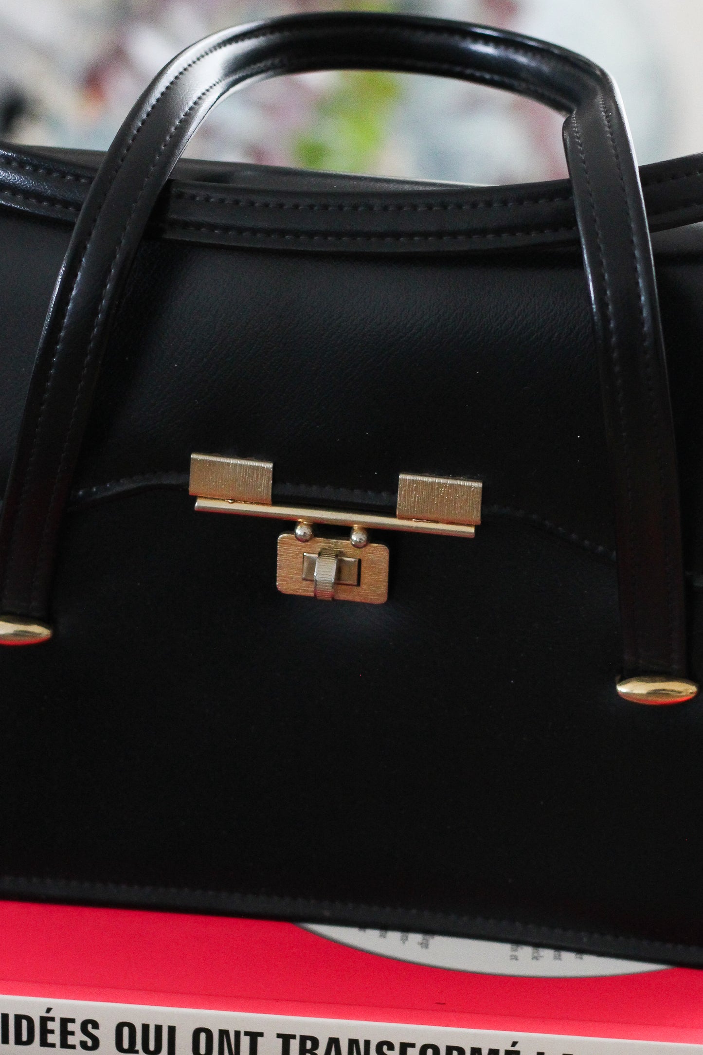 Sac à main vintage en cuir lisse -Années 1960