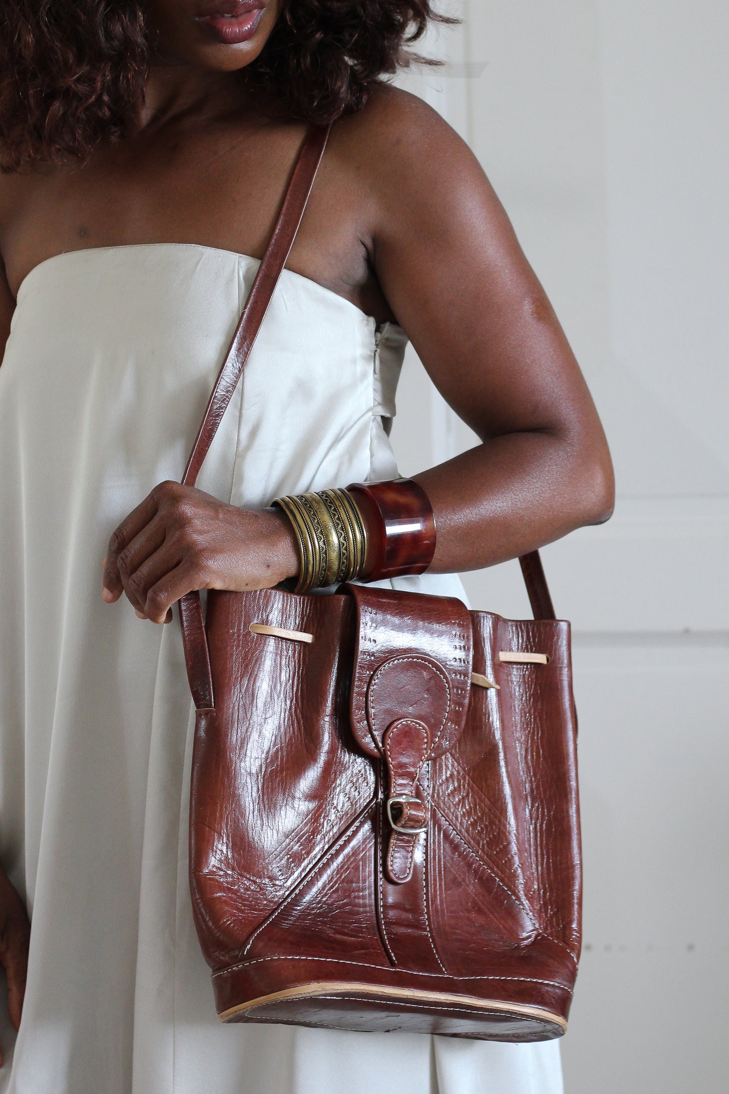 Sac bandoulière en cuir vintage