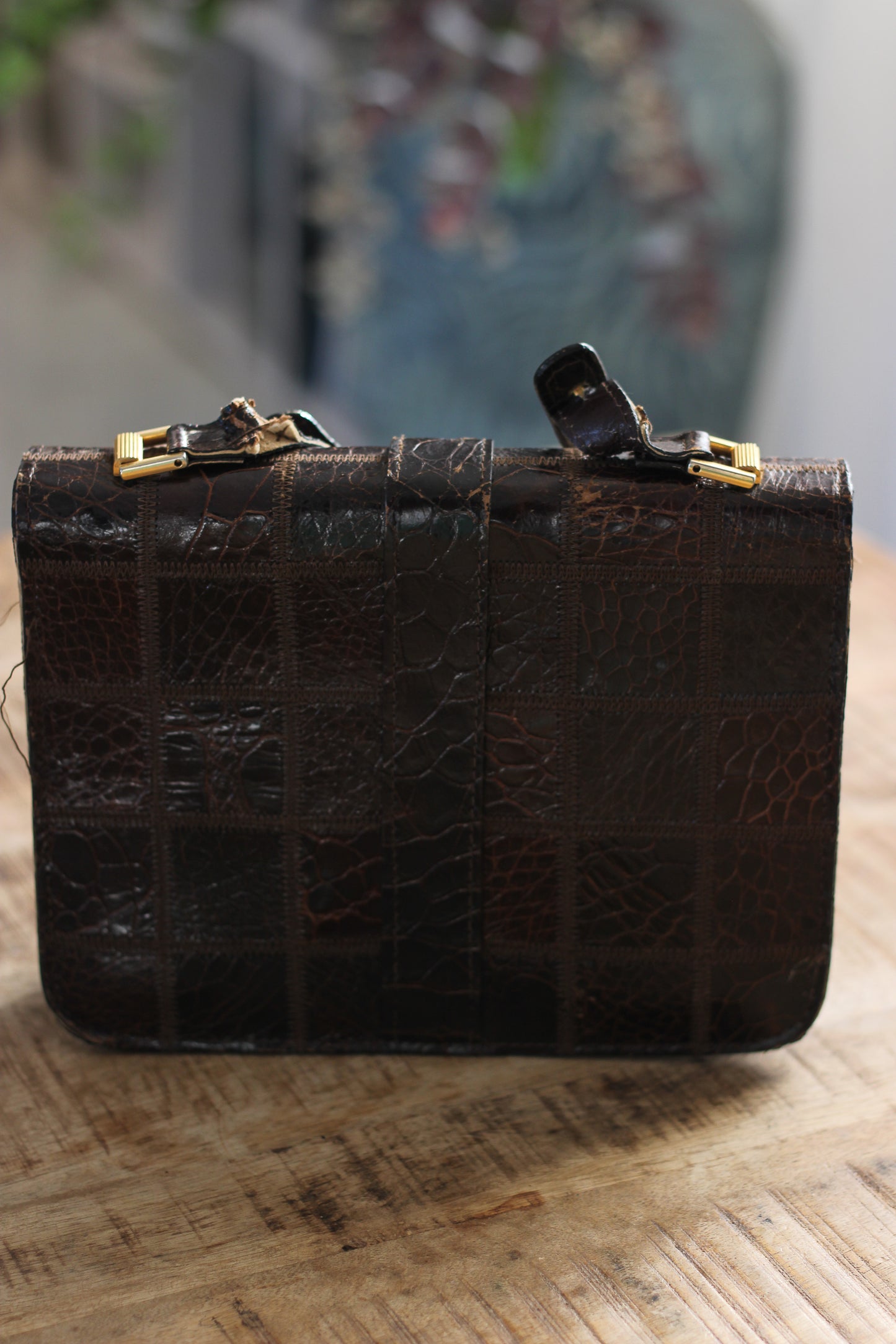 Sac en cuir vintage forme carré