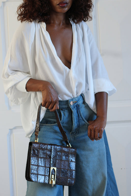 Sac en cuir vintage forme carré