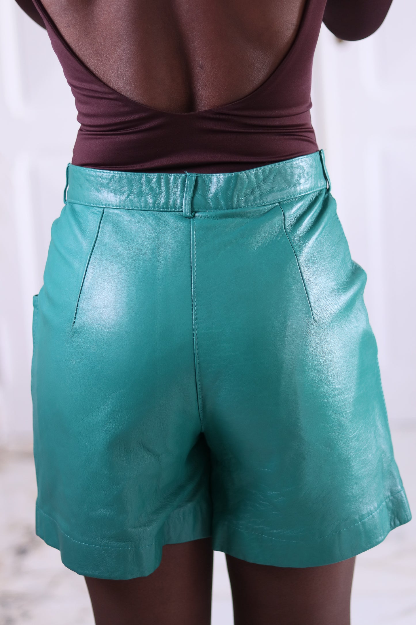 Ita Parica short en cuir vert