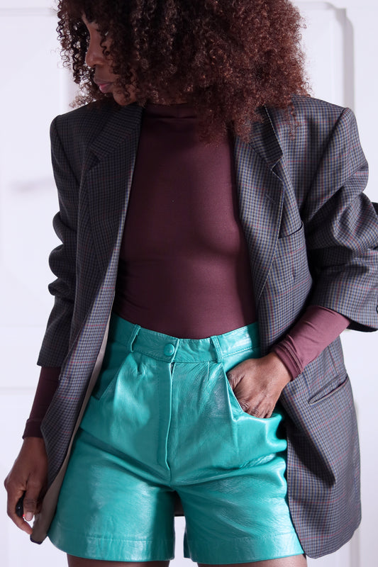 Ita Parica short en cuir vert