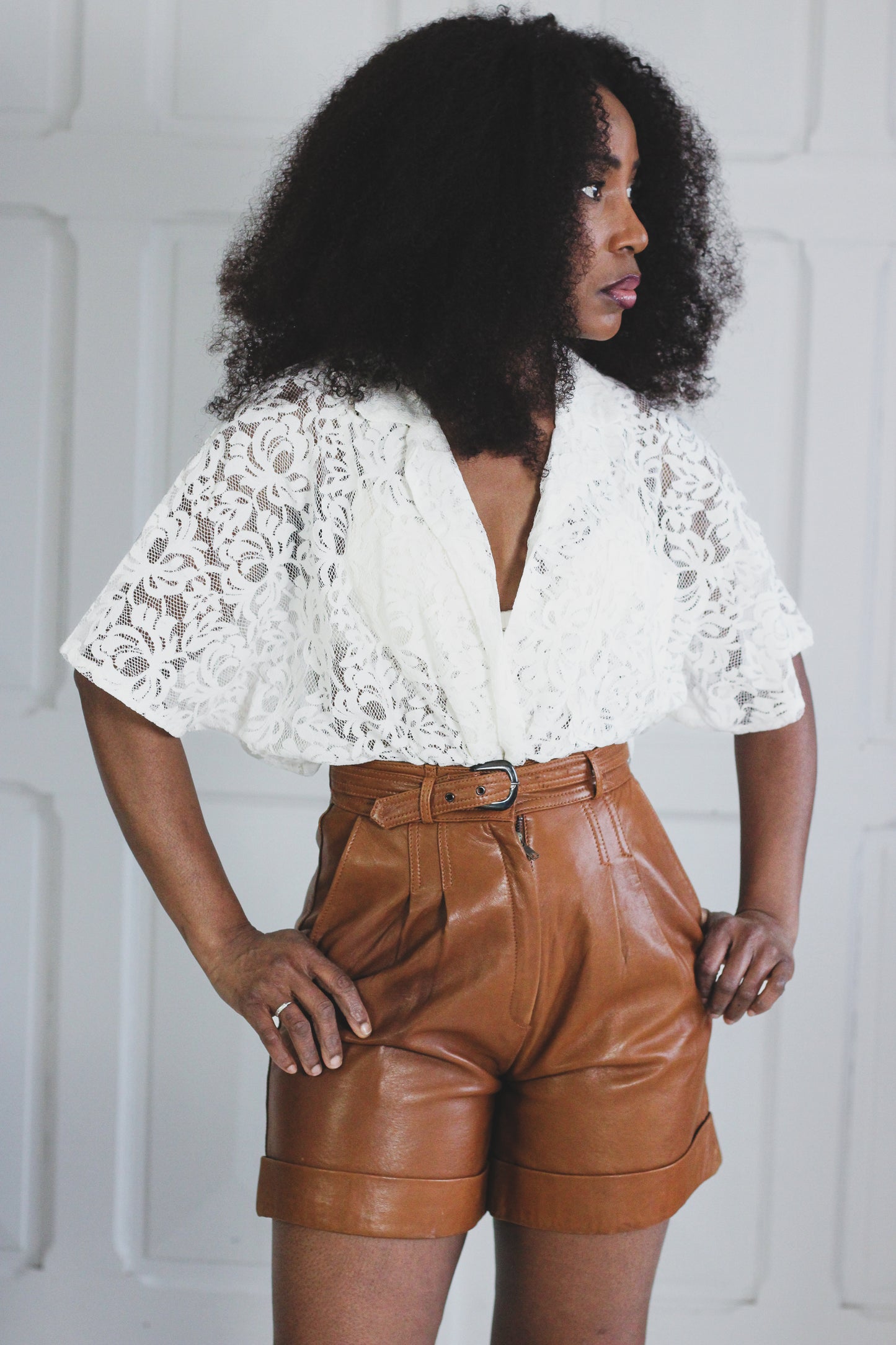 Short cuir d'agneau