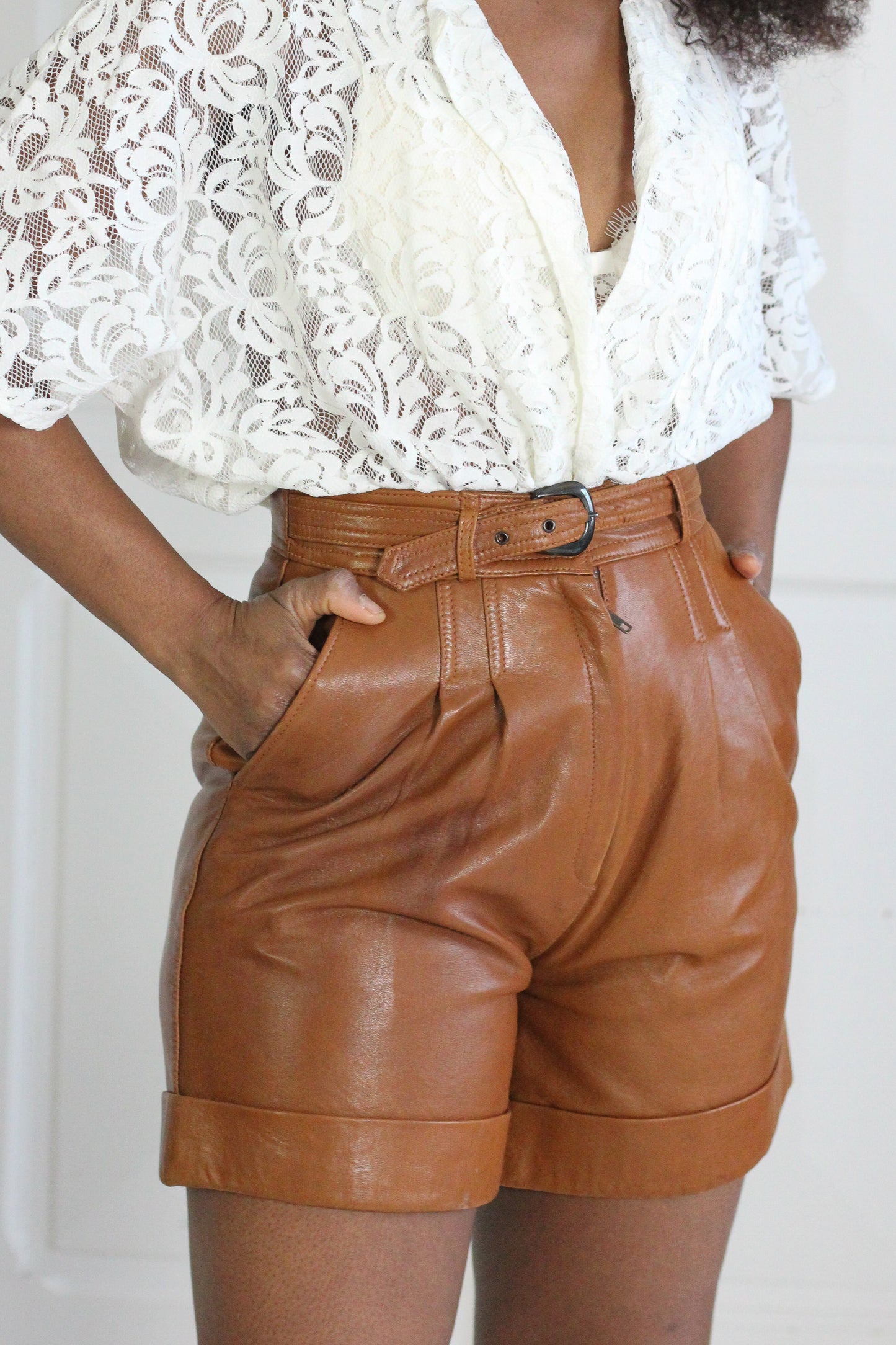 Short cuir d'agneau
