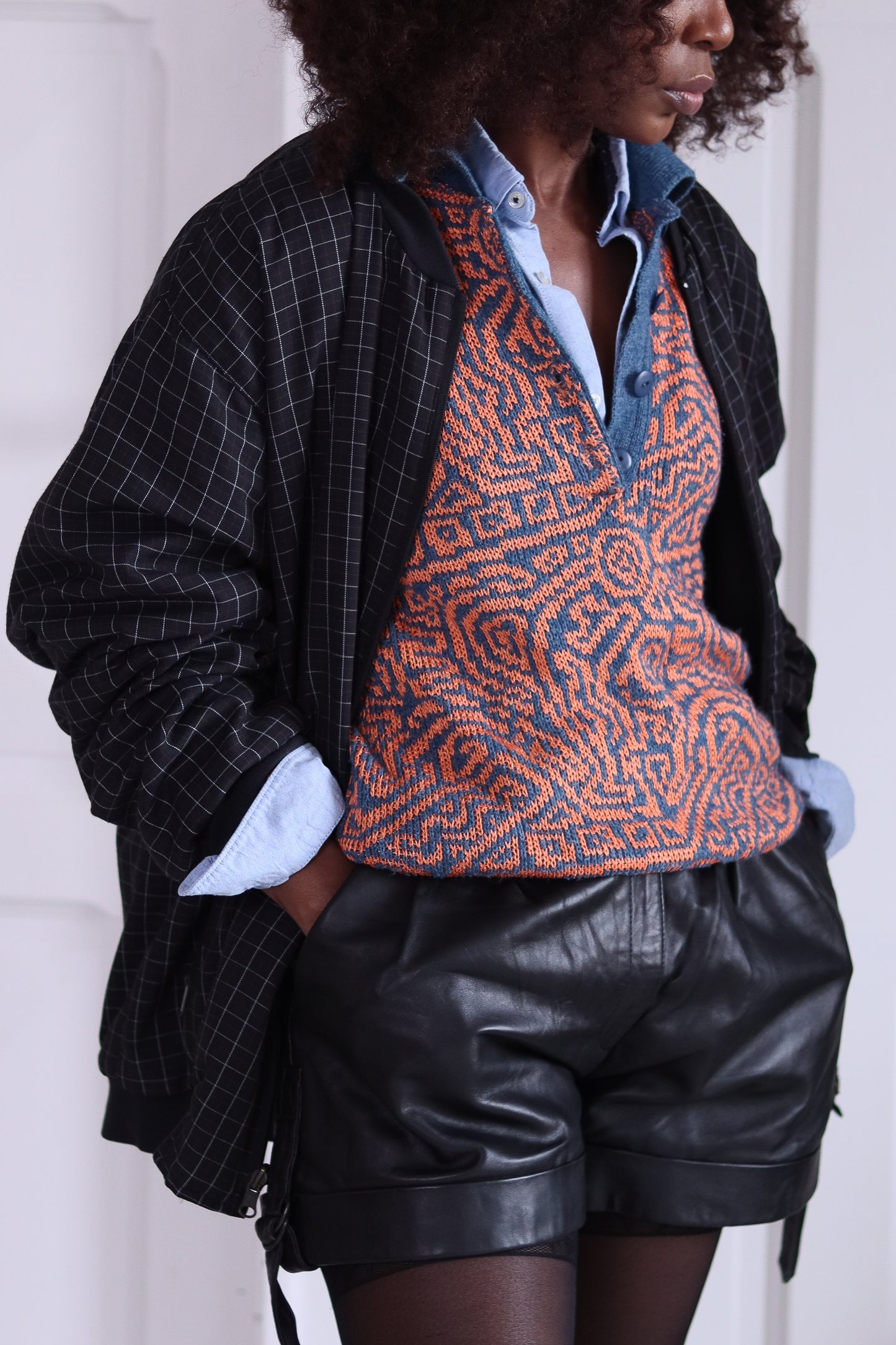 Short cuir années 1980