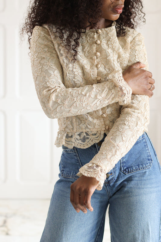 Antonella top en dentelle écrue