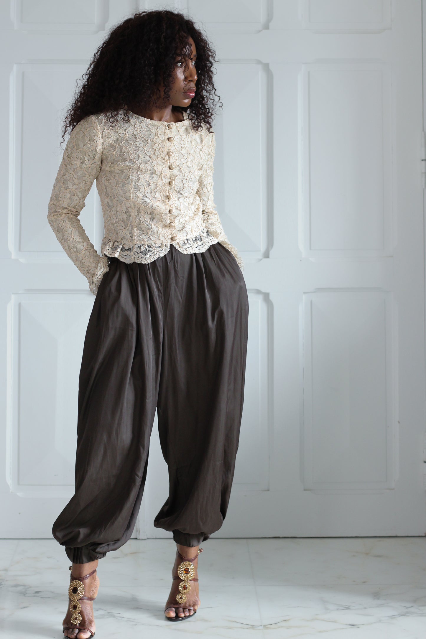 Antonella top en dentelle écrue