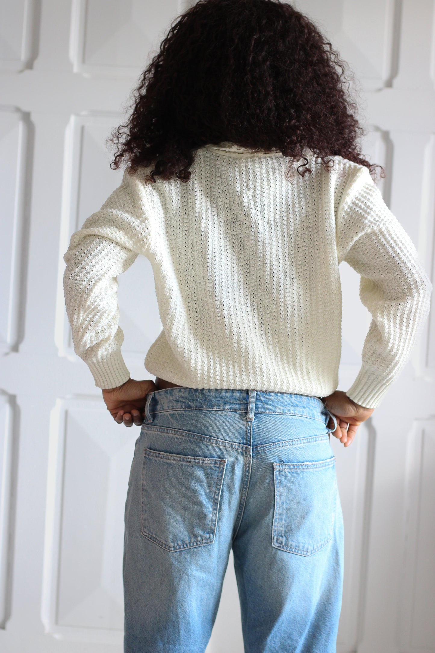 Damart Pull maille crème vintage