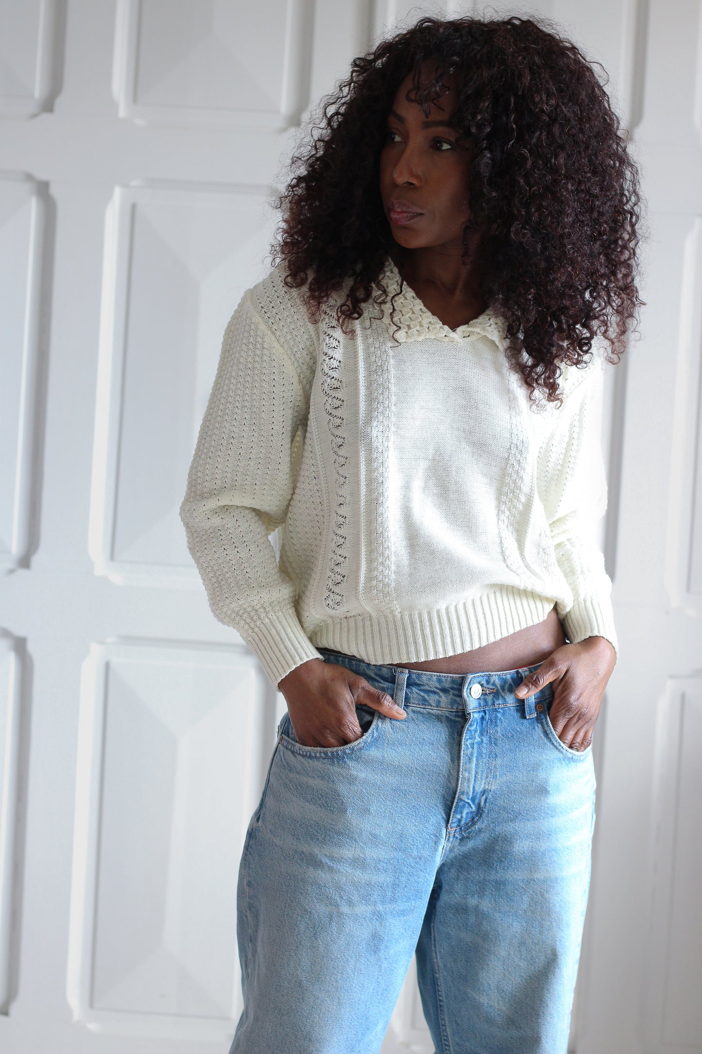 Damart Pull maille crème vintage