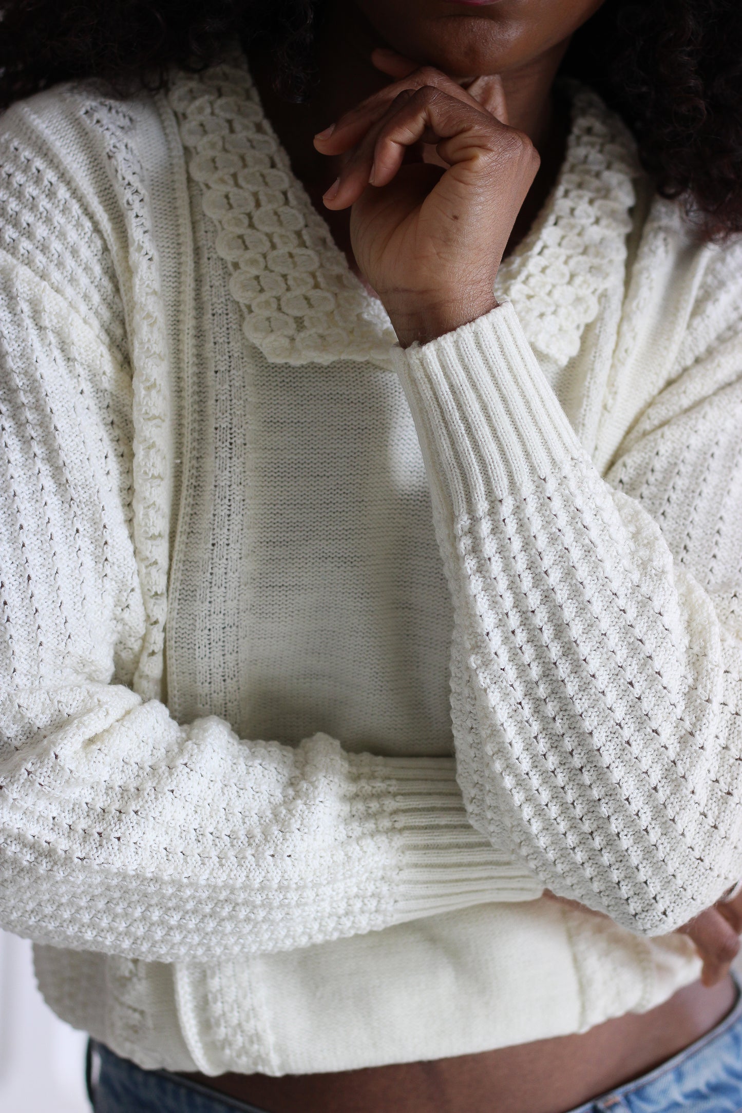 Damart Pull maille crème vintage