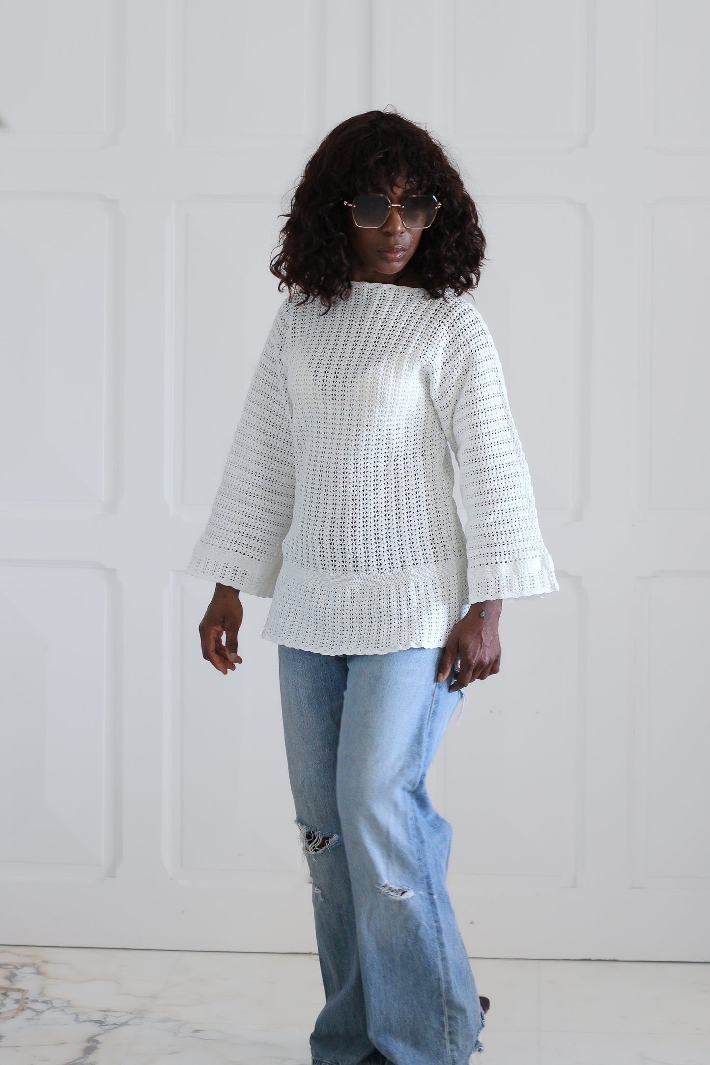 Tricot top  fait main vintage 1970