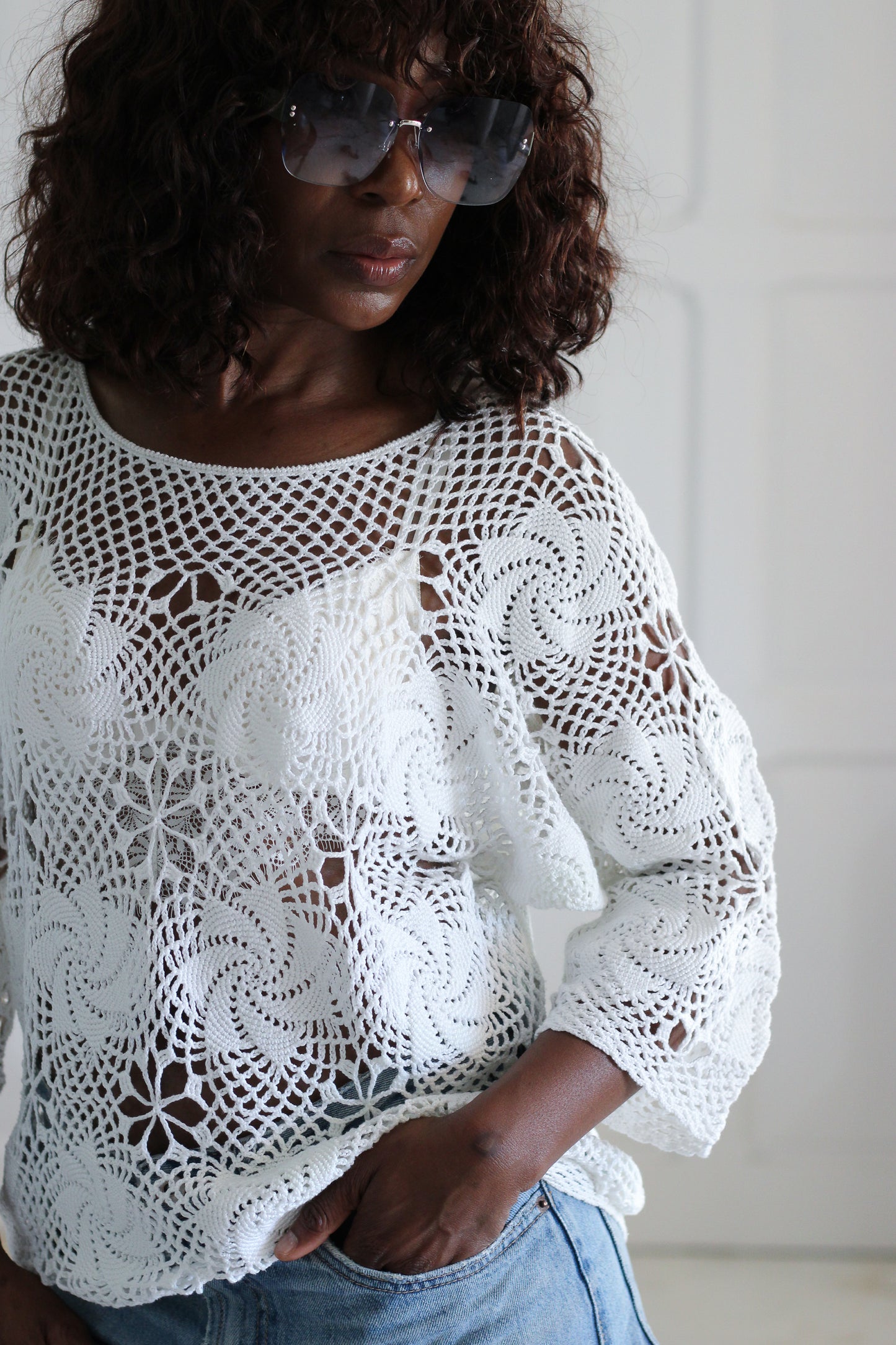Tricot top  fait main vintage 1980